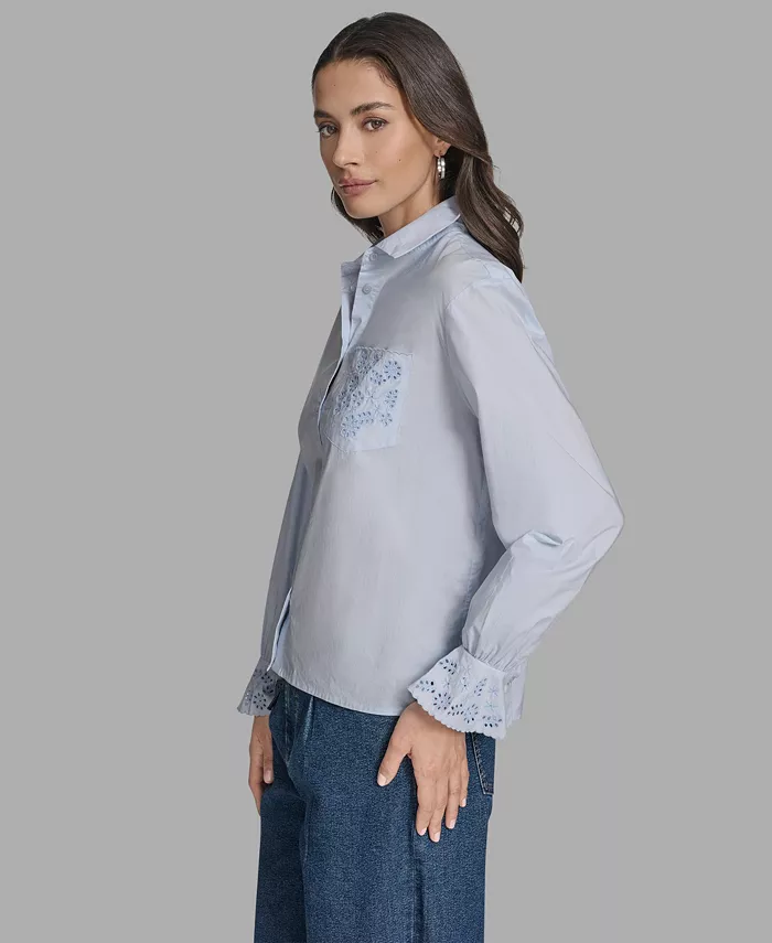 Women's Long Sleeve Button-Up Embroidered Top - thumbnail 3