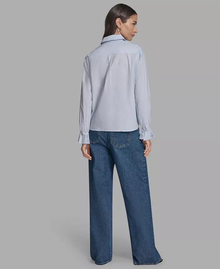 Women's Long Sleeve Button-Up Embroidered Top - thumbnail 4