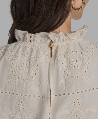 Women's Long Sleeve Eyelet Top