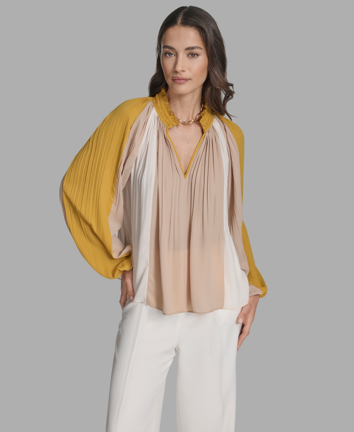 Bcbg Women's Long Sleeve Pleated Top