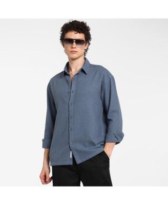 Men's Lapis Blue Waffle-Knit Shirt