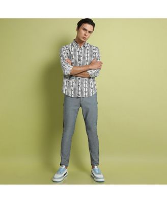 Men's Black & Grey Geometric Aztec Print Shirt