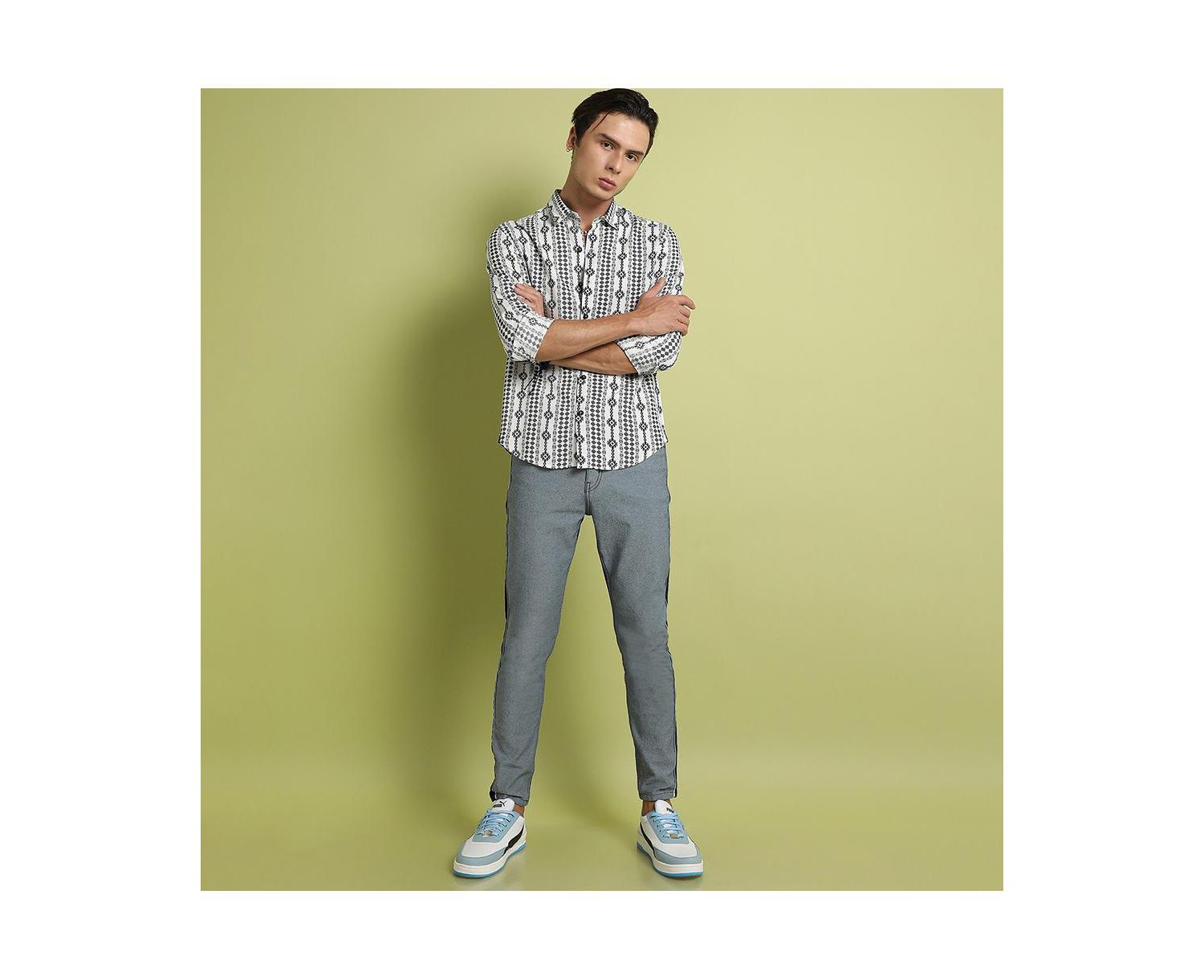 Men's Black & Grey Geometric Aztec