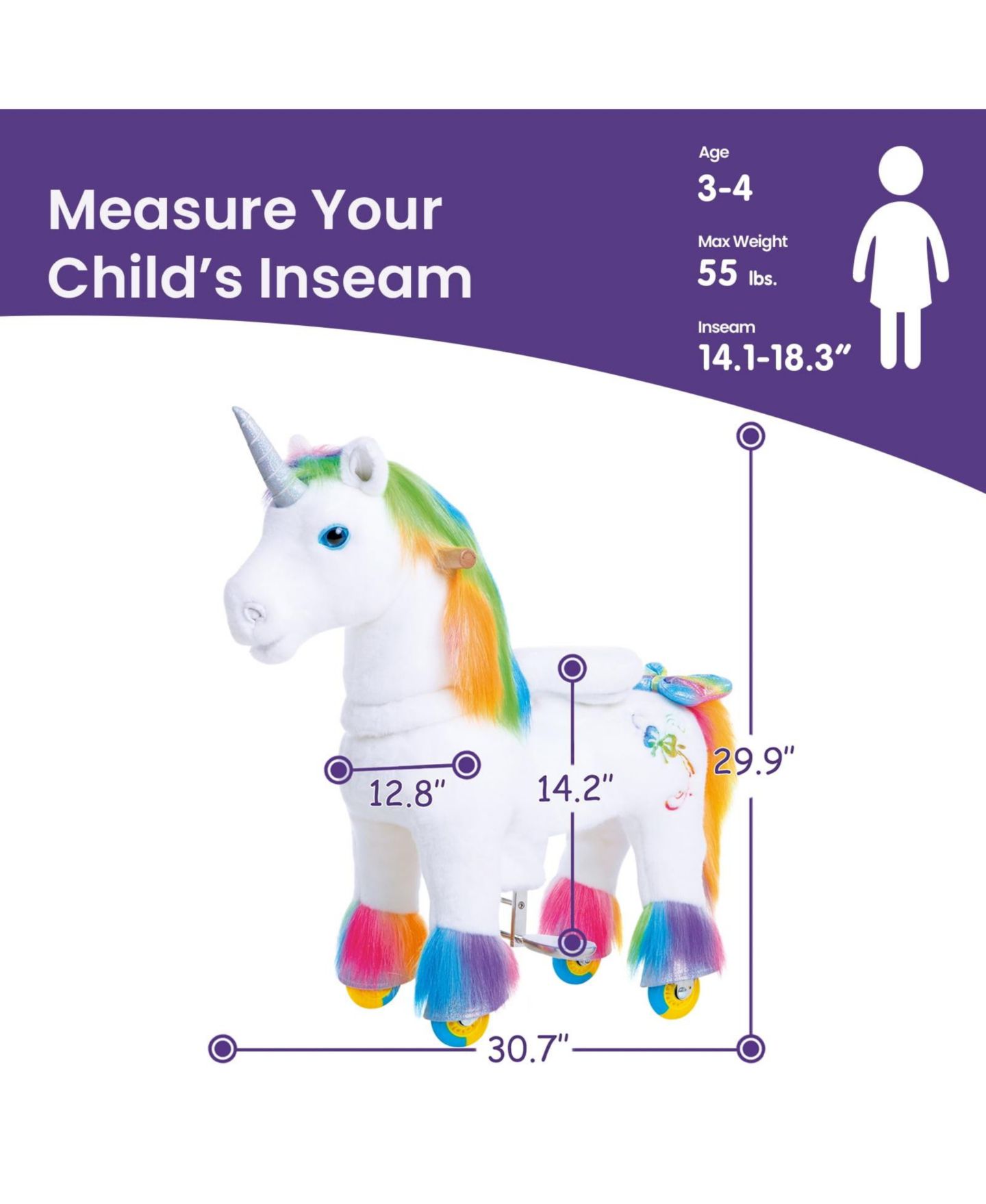 Детская игрушка PonyCycle Model X Rainbow Unicorn Ride-On Toy, Ages 3-4, цвет: Разноцветный — фото 6