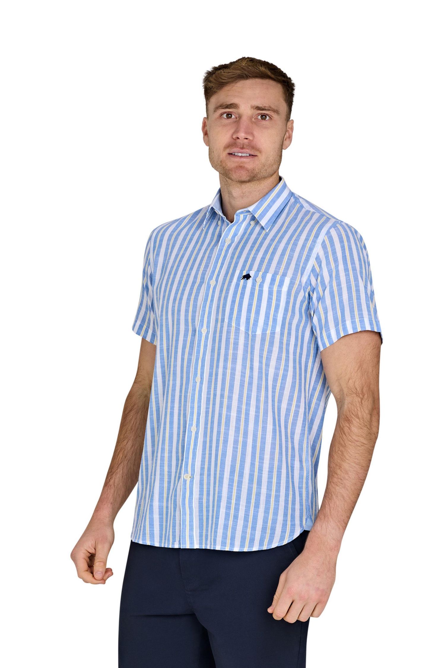 Men's Short Sleeve Cotton Linen Look Shirt