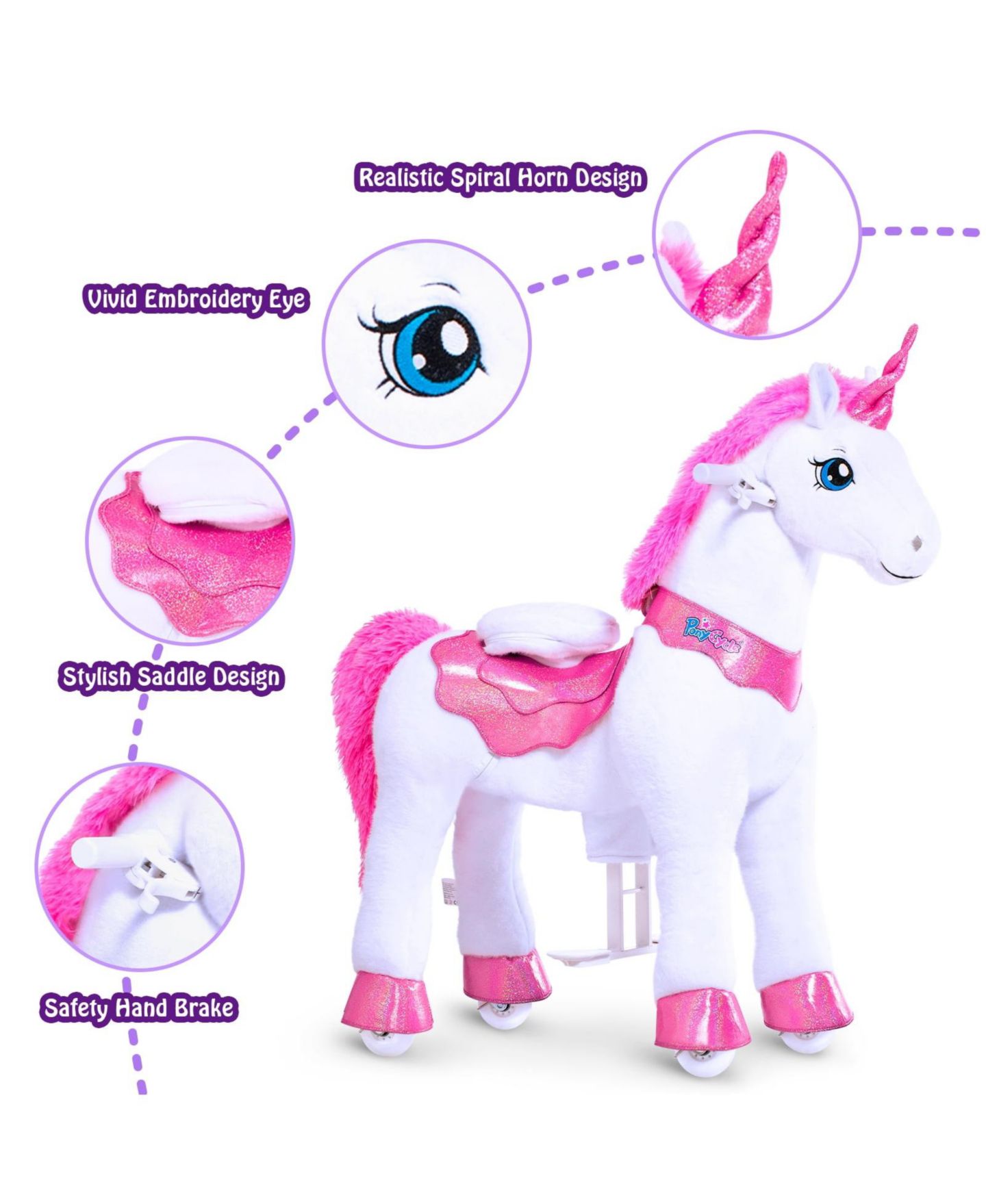 Детская игрушка PonyCycle Model E Unicorn Ride-On, Ages 4-7, цвет: Розовый — фото 2