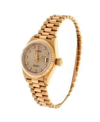 Oyster Perpetual President Datejust Automatic Watch in Gold with Diamond Markers 26mm