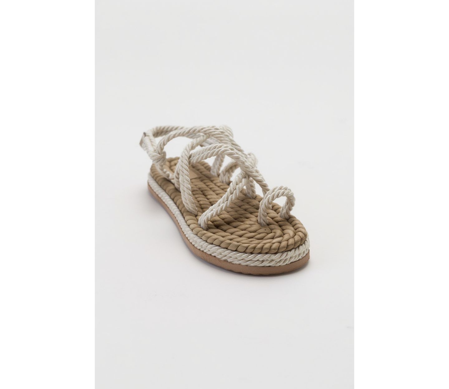 Женские сандалии Prologue Shoes Poma Flat Sandal, цвет: Бежевая искусственная кожа, вариант 1 — фото 1