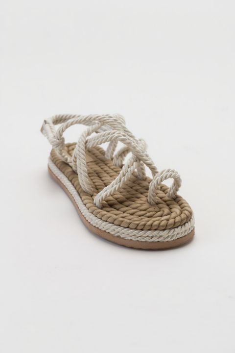 Женские сандалии Prologue Shoes Poma Flat Sandal, цвет: Бежевая искусственная кожа