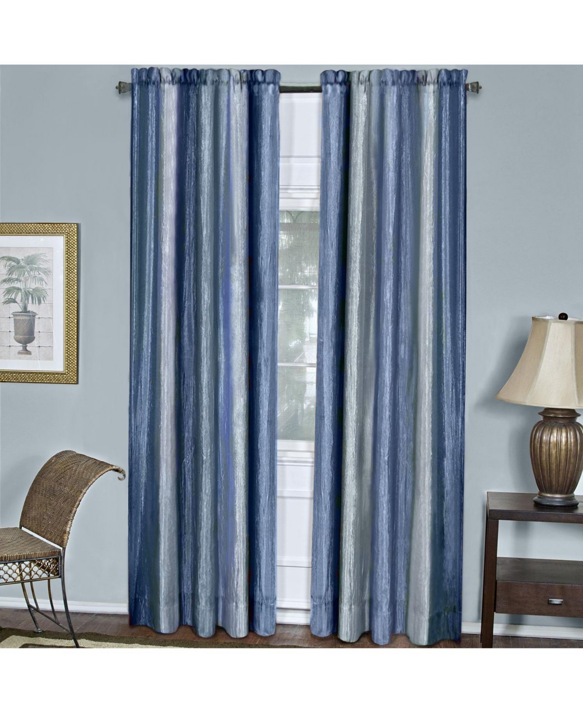 Royal Ombre Crushed Semi Sheer 63 in. Long Curtain Panel Pair - 50 in. W x 63 in. L - Chocolate