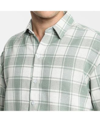 Men's Sage Green & Powder White Buffalo Check Shirt