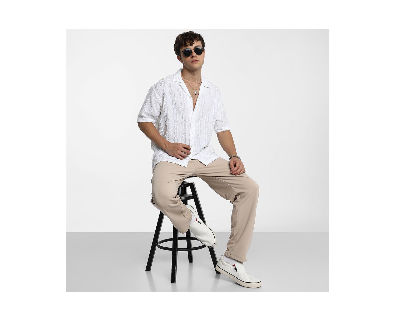 Men's Unhemmed Striped Oversized Shirt