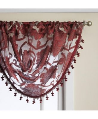 Custom Scroll Sheer Voile Waterfall Window Curtain Valances