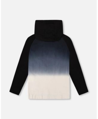 Boy Cotton Jersey Hooded Raglan Sleeve Tee Black - Toddler|Child