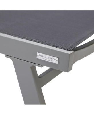 Marlin Patio Chaise Lounge Chair With Armrests in Grey Aluminum Frame, Set of 2