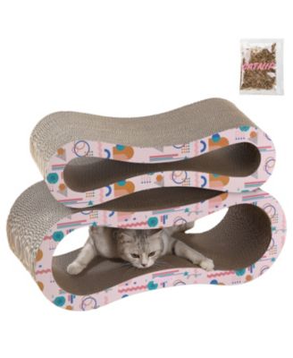 Suvi 26" Modern Cardboard Infinity 2-in-1 Lounge Bed Cat Scratcher with Catnip