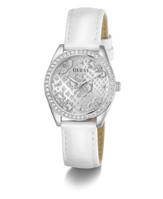 Women's White Silver Tone Analog Watch, 32mm