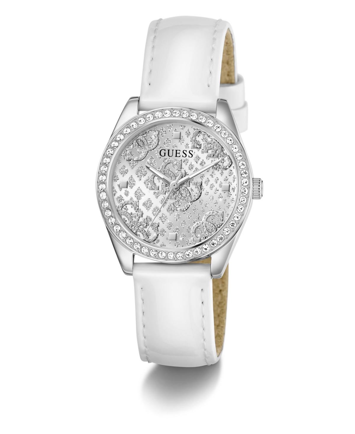 Guess Women's White Silver Tone Analog Watch, 32mm In Silver