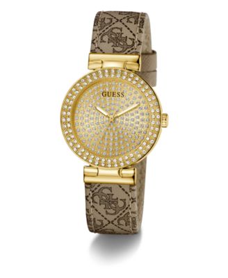 Women's Beige Gold Tone Analog Watch, 32mm