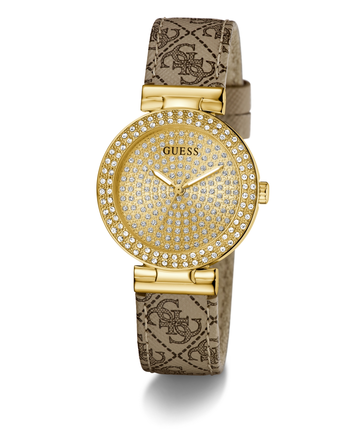 Guess Women's Beige Gold Tone Analog Watch, 32mm In Gold