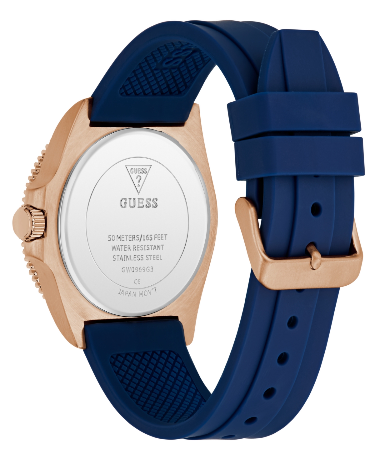 Guess Men's Blue Rose Gold Tone Analog Watch, 41mm In Blue