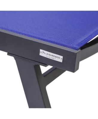 Marlin Patio Chaise Lounge Chair With Armrests in Black Aluminum Frame