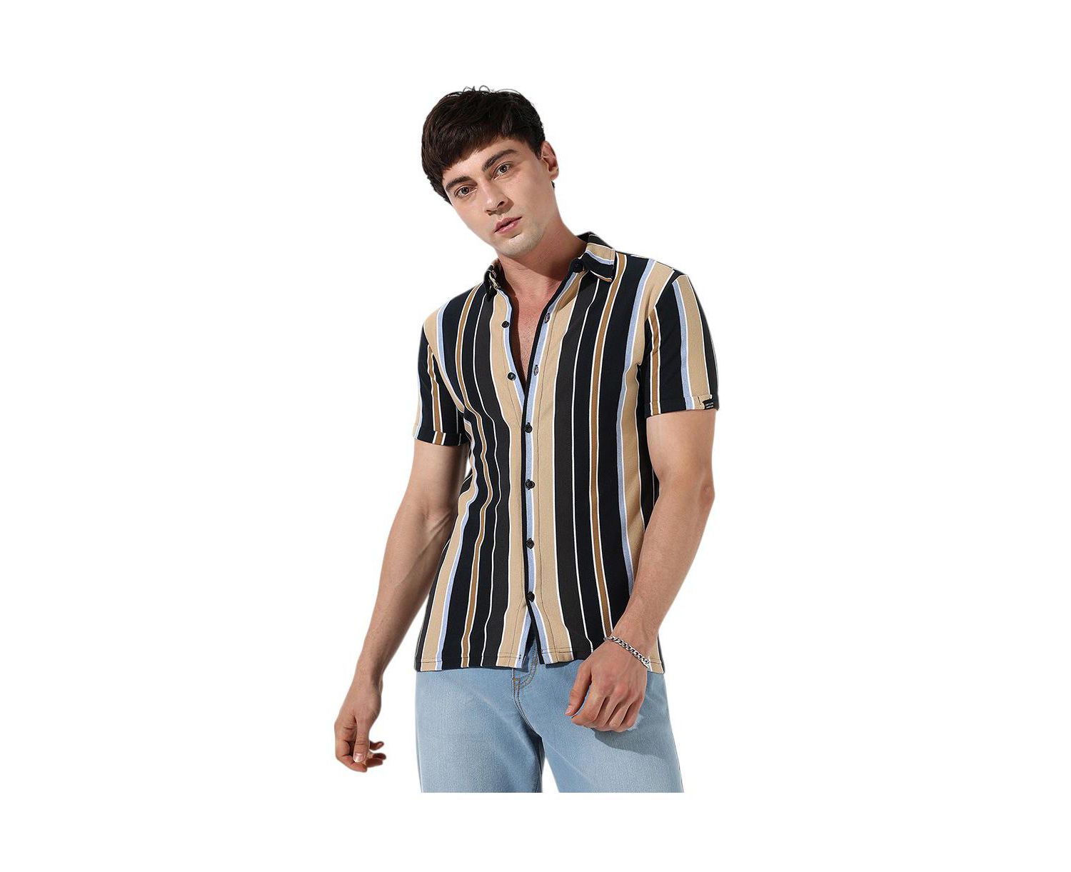 Men's Striped Button Up Cotton Shirt