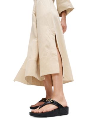 Women's Lulu Square-Chain Leather Toe-Post Wedge Sandals