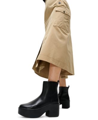 Women's Platform Leather Heeled Ankle Booties