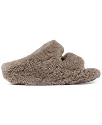 Women's Shuv Curly Faux-Shearling Two-Bar Wedge Slide Sandals