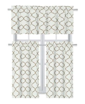 Living Shabby Trellis 3 Piece Caf&eacute; Kitchen Curtain Tier And Valance Set