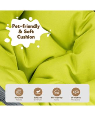 Cat Swing Bed with Stand & Cushion, Cat Egg Chair with Rattan Wicker Appearance, Indoor Hanging Swinging Cat Bed for Cats, Small Dogs, and Small Animals, Green