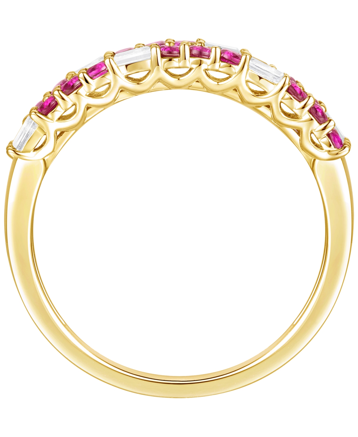 Macy's Created Sapphire, Created White Sapphire & Multi-gemstone Ring In Sterling Silver In Red