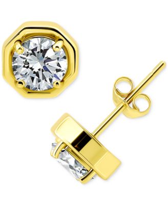 Cubic Zirconia Large Solitaire Octagon Stud Earrings, Macy's Exclusive