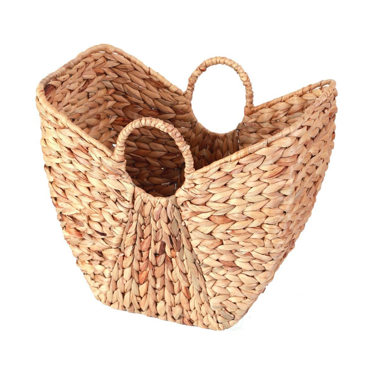 Vintiquewise Large Wicker Laundry Basket with Round Handles - Brown
