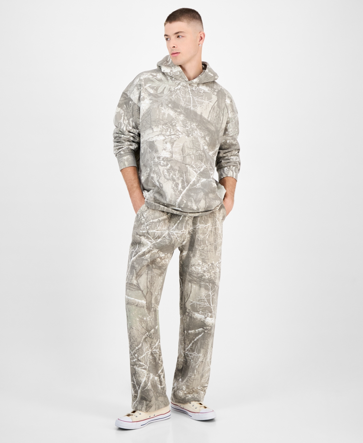 Smileyworld Men's Snowy Camo Leaf Hoodie In Multi
