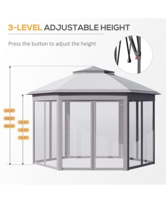 13' x 11' Pop Up Gazebo with Double Roof & Mesh Sidewalls,