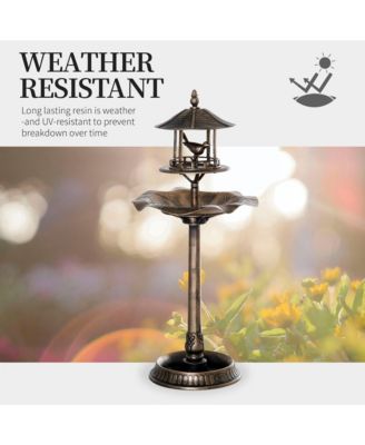 3-in-1 Outdoor Pedestal Bird Bath Feeder Planter Decor -