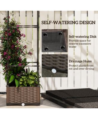 16" x 16" Garden Bed & Trellis Plant Sd w/ Self-Watering Disk