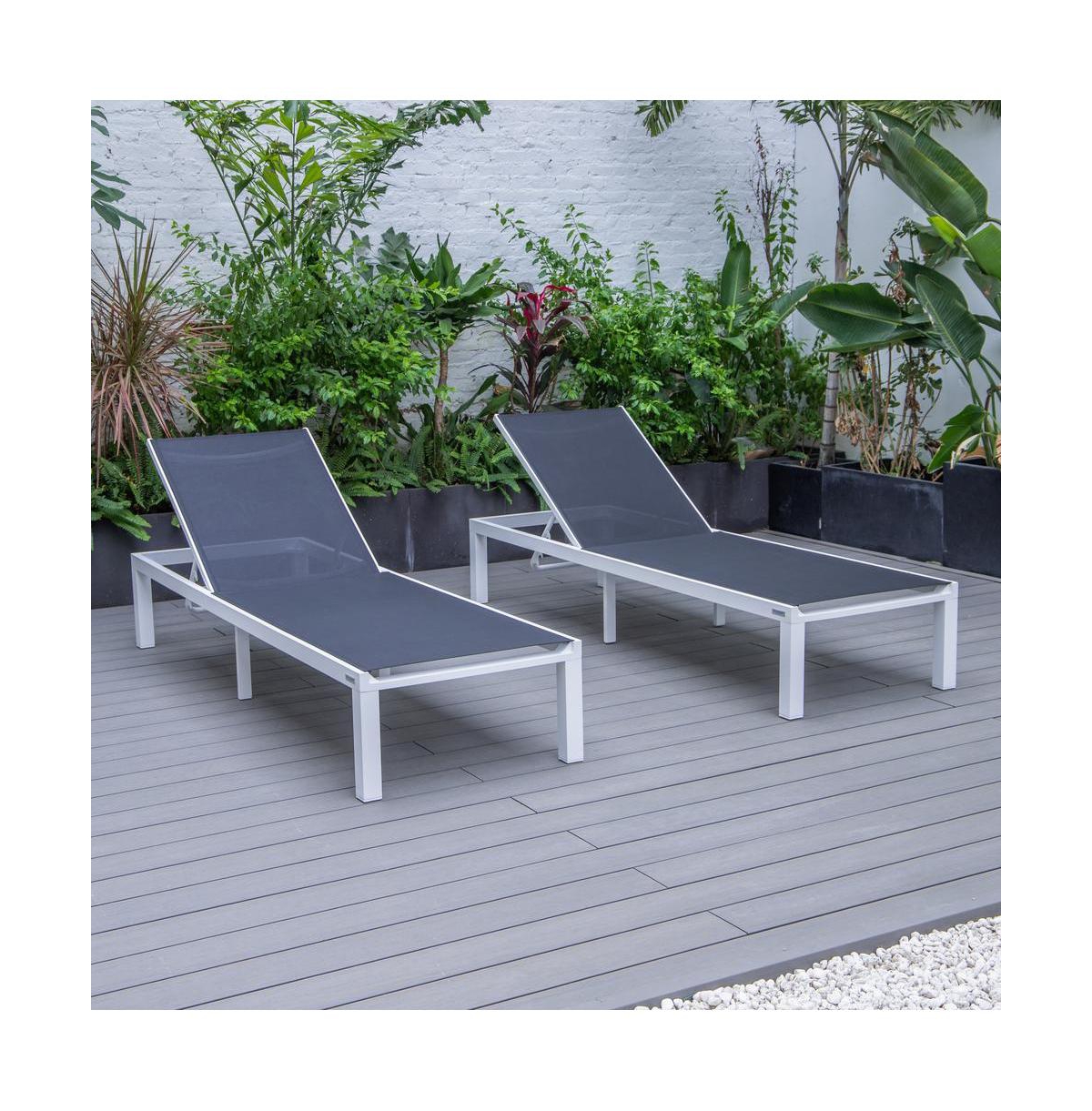 LeisureMod Marlin Patio Chaise Lounge Chair With Aluminum Frame
