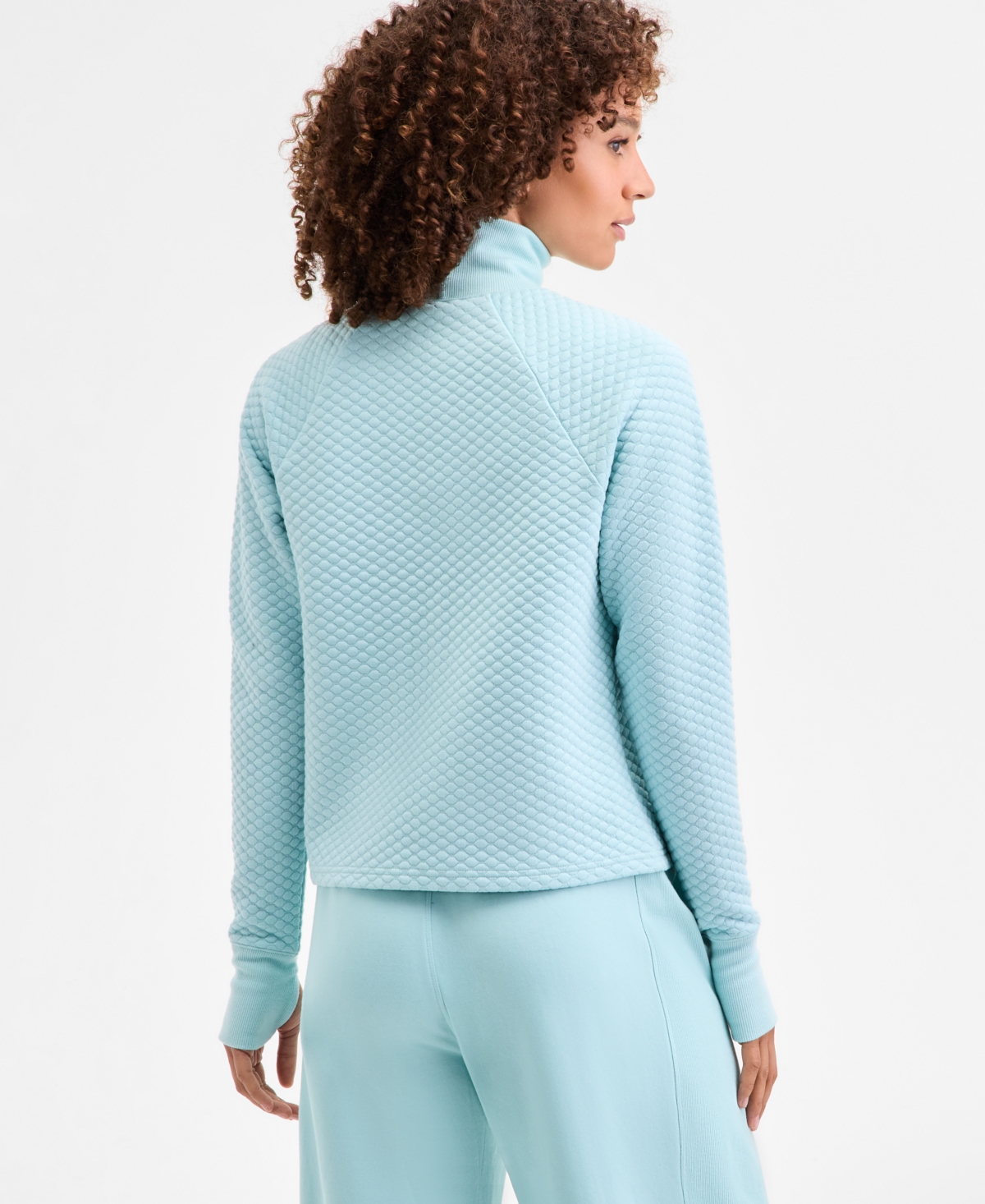 Id Ideology Women's Relaxed Quilted Mock-neck Sweater, Macy's Exclusive In Blue