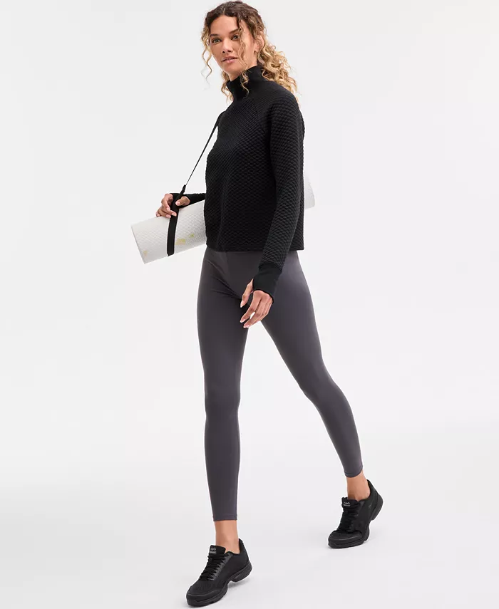 Women's Relaxed Quilted Mock-Neck Sweater - thumbnail 4