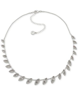 Anne Klein - Silver-Tone Stationed Navette Stone Necklace, 16" + 3" extender