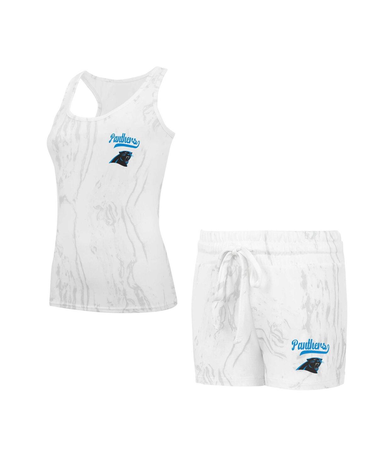 Concepts Sport Women's 2-piece Carolina Panthers Quartz Hacci Knit Tank Top And Shorts Sleep Set In Multi
