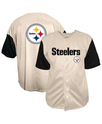 Fanatics - Men's&nbsp; Cream Pittsburgh Steelers Vintage Full-Button Short Sleeve Top