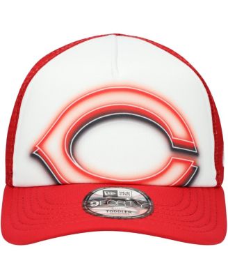 Toddler White/Red Cincinnati Reds Painted A-Frame 9FORTY Trucker Adjustable Hat