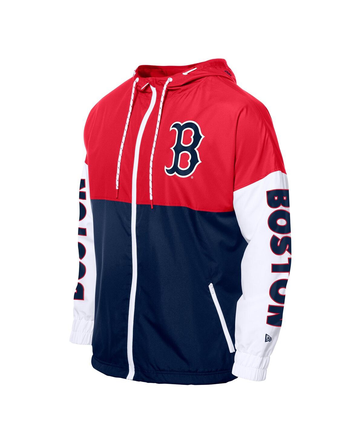 New Era Men's Navy/red Boston Red Sox Color Block Full-zip Hoodie Windbreaker In Multi