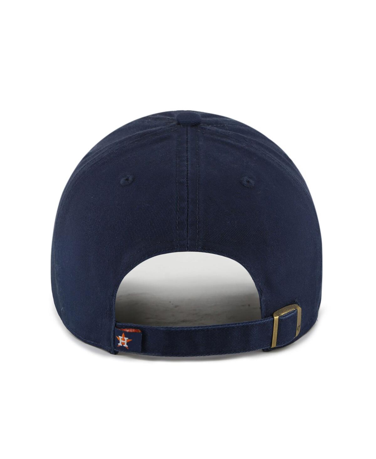 47 Brand Big Boys And Girls Navy/orange Houston Astros Team Logo Clean Up Adjustable Hat In Black