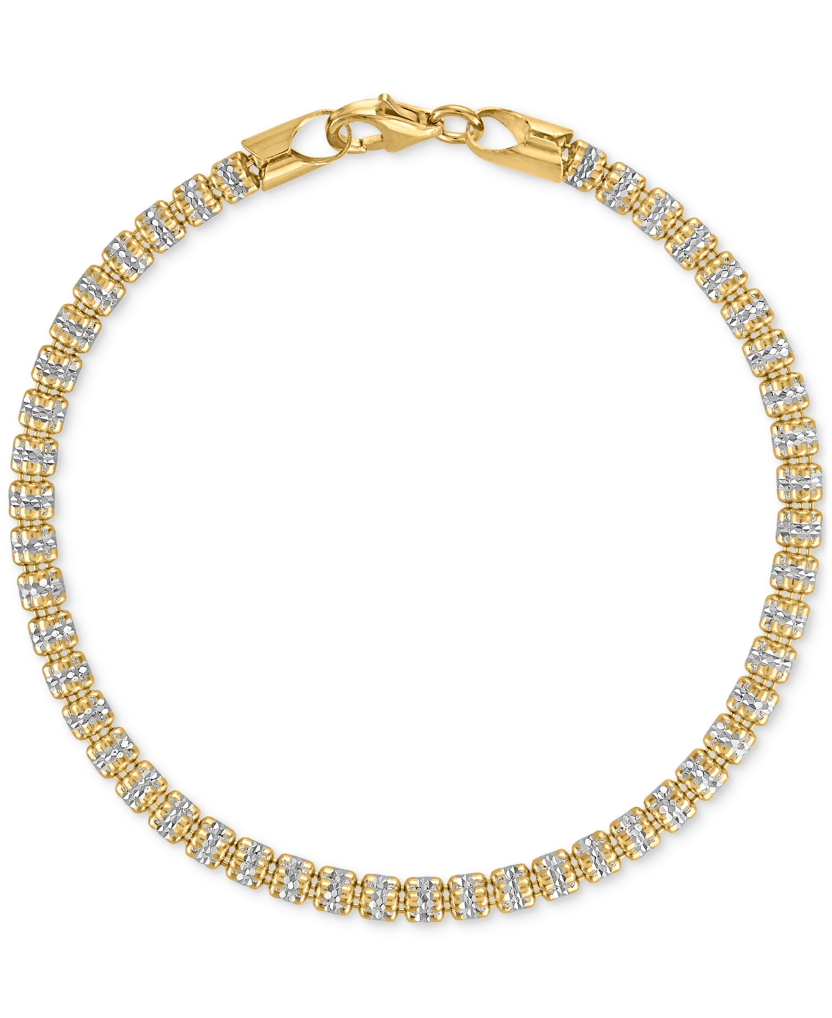 Macy's Men's Diamond-cut Ice Chain Bracelet In 14k Gold Over Sterling Silver In Gold