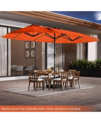 15.5 FT Double-sided Patio Umbrella with Solar Lights Outdoor Twin Size Umbrella